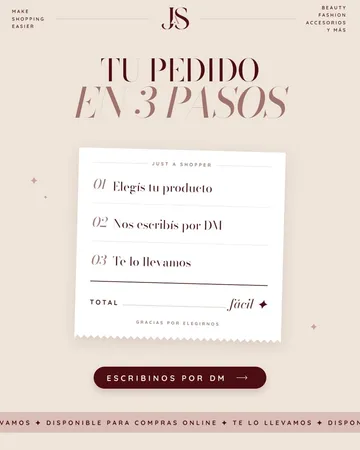 Publicación de Instagram: "Tu pedido en 3 pasos", en formato ticket